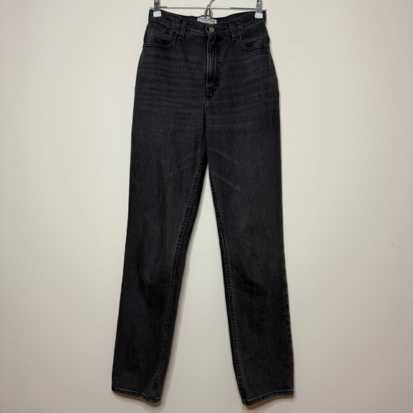 ABERCROMBIE + FITCH Curve Love The 90s Straight Ultra High Rise Black Denim Jean - Picture 5 of 9